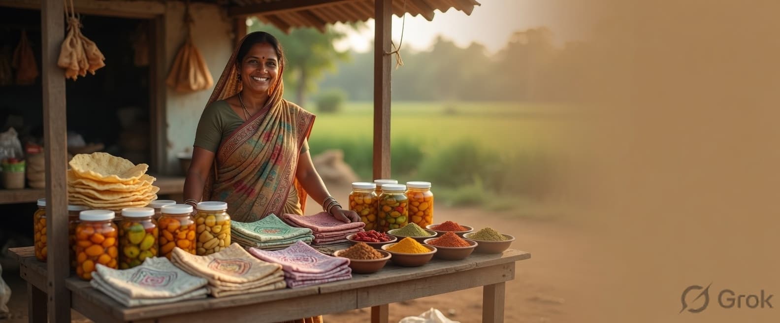 Rural woman entrepreneur with local products